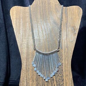 Silver Necklace with Fringe Design